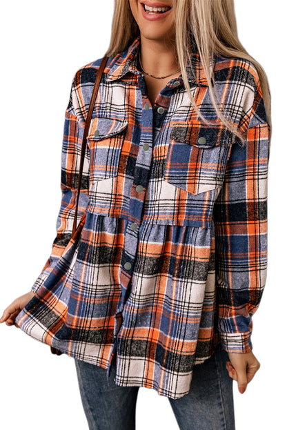 Multicolor Plaid Ruffled Shacket