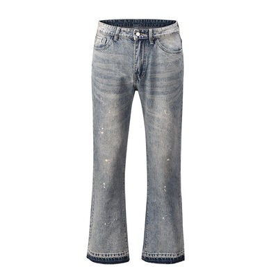 Men's Frayed Hem Bootcut Jeans.