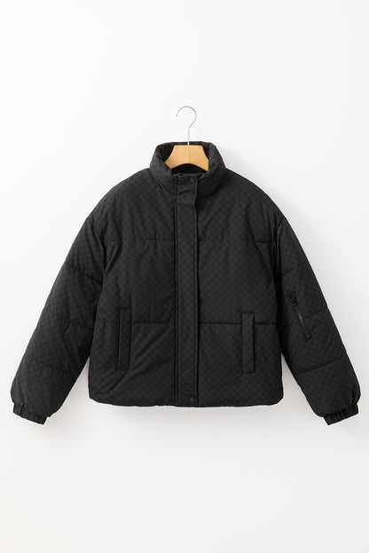 Black Checkerboard Puffer Jacket