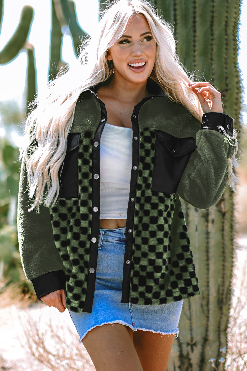 Fleece Checkerboard Jacket