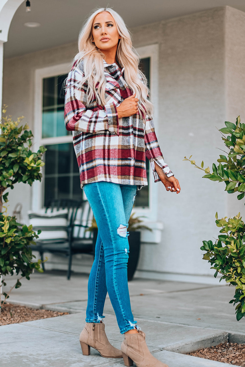 Geometric Plaid Shacket