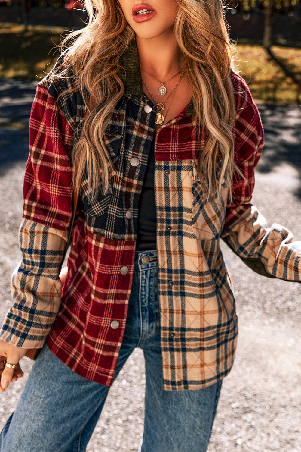 Plaid Patchwork Retro Shacket