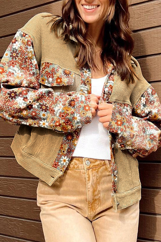 Waffle Knit Floral Jacket