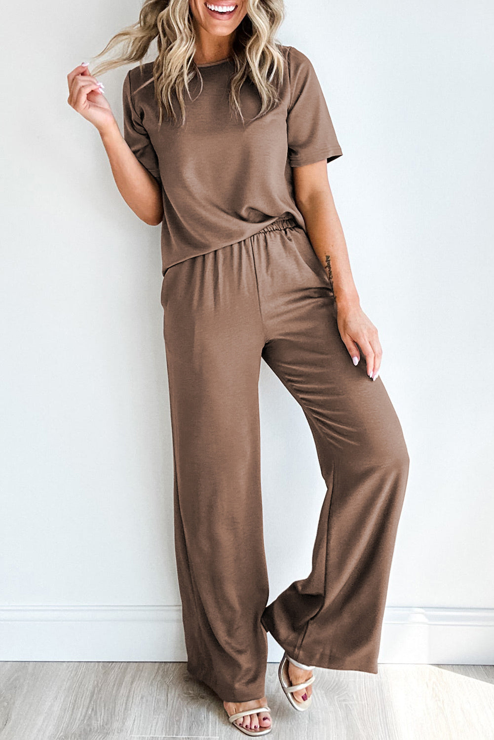 2pcs Wide Leg Pants Set