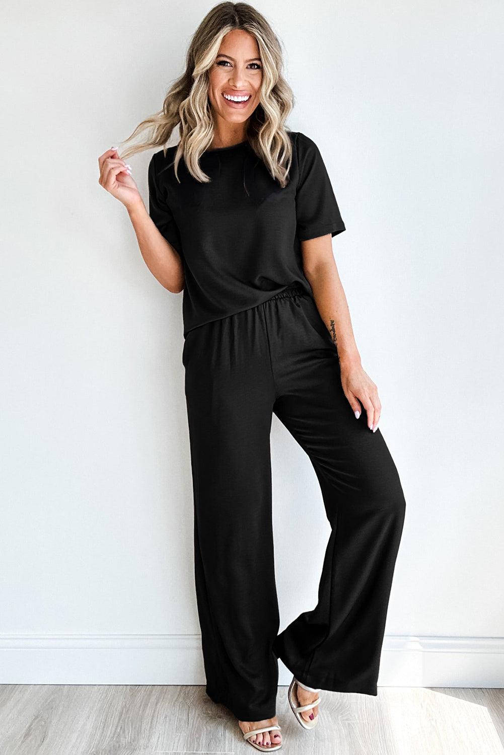 2pcs Wide Leg Pants Set