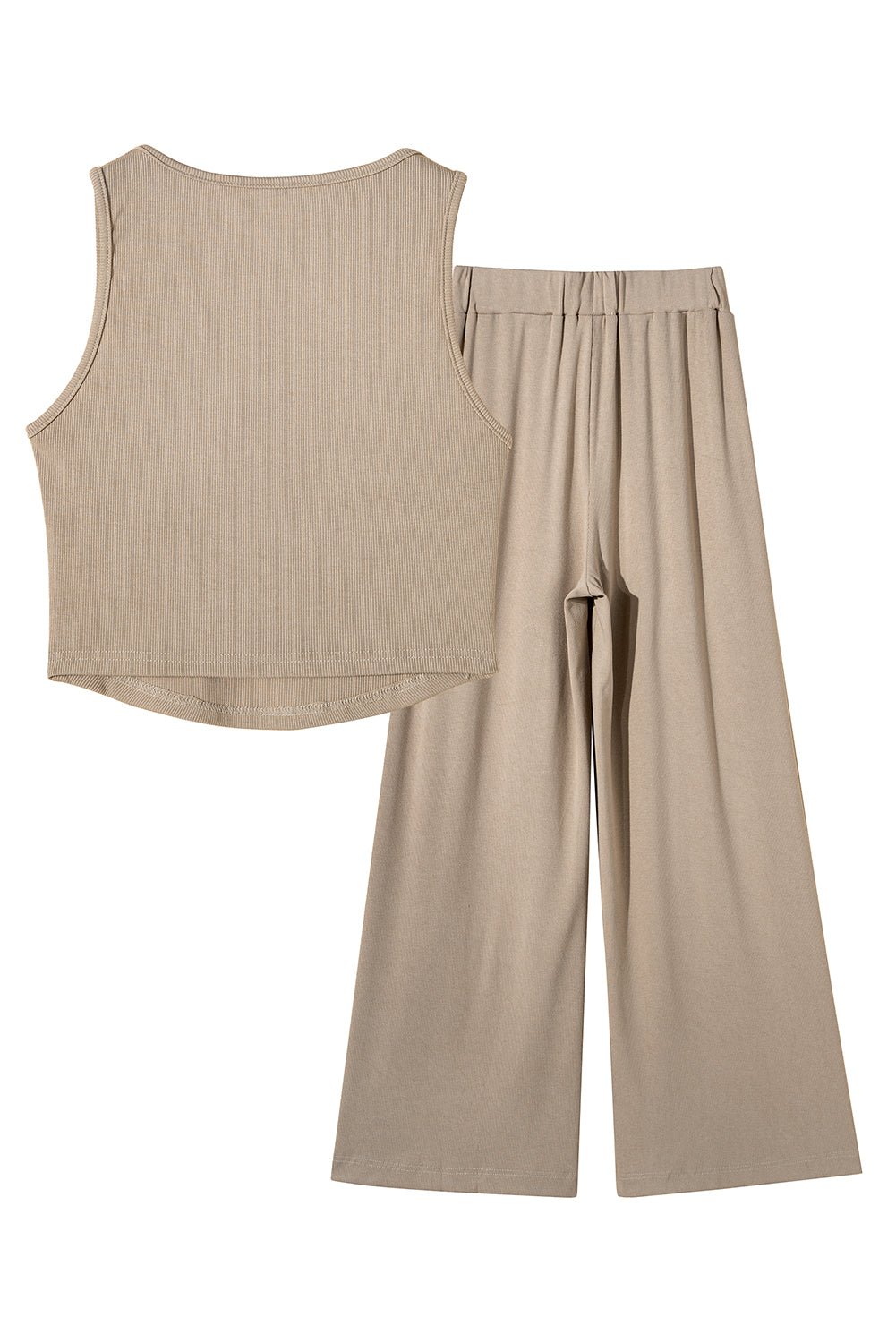 Textured Crop Top and Wide Leg Pants Set