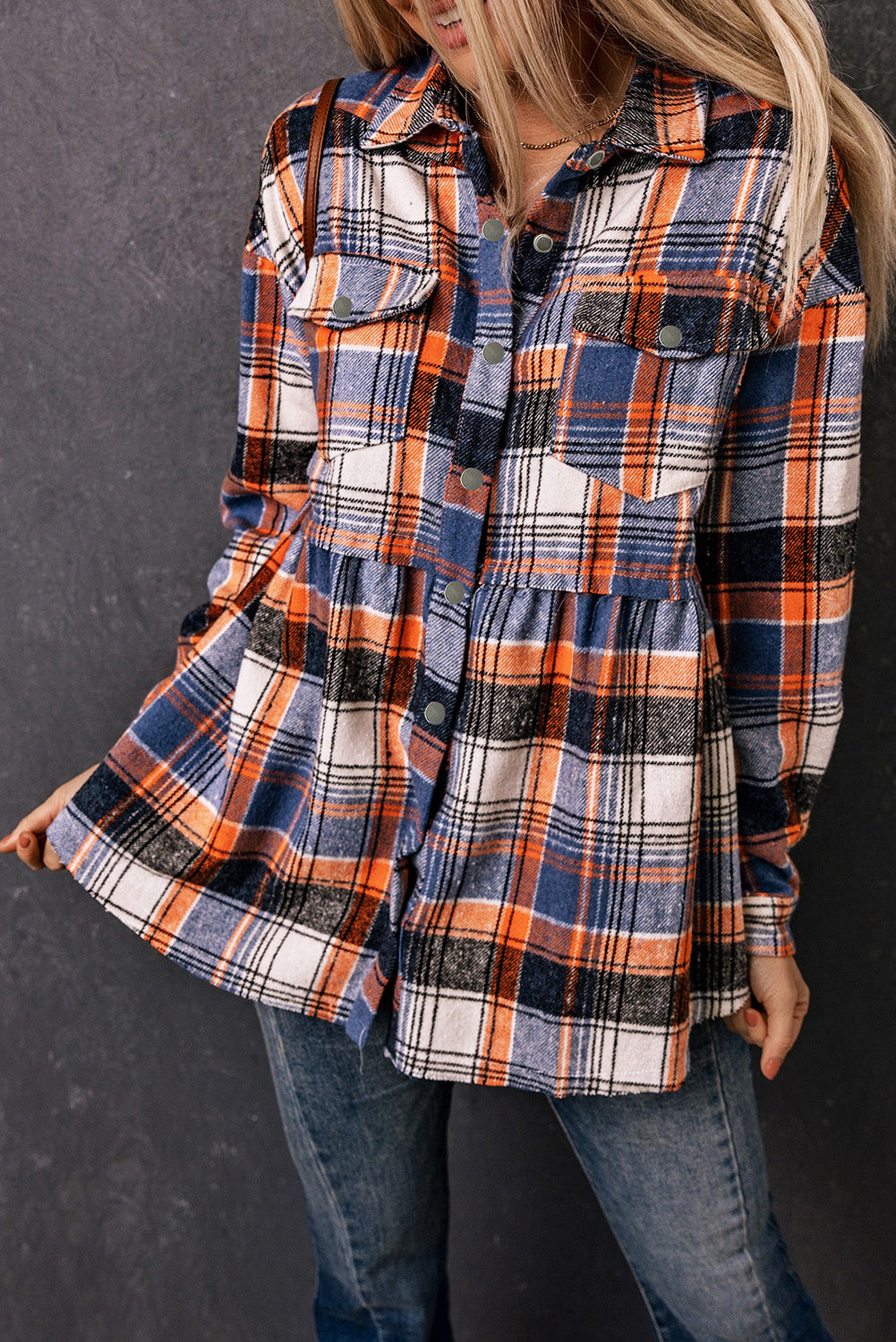 Multicolor Plaid Ruffled Shacket