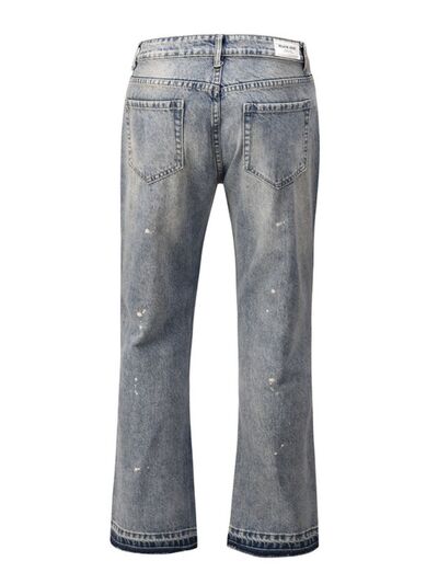 Men's Frayed Hem Bootcut Jeans.