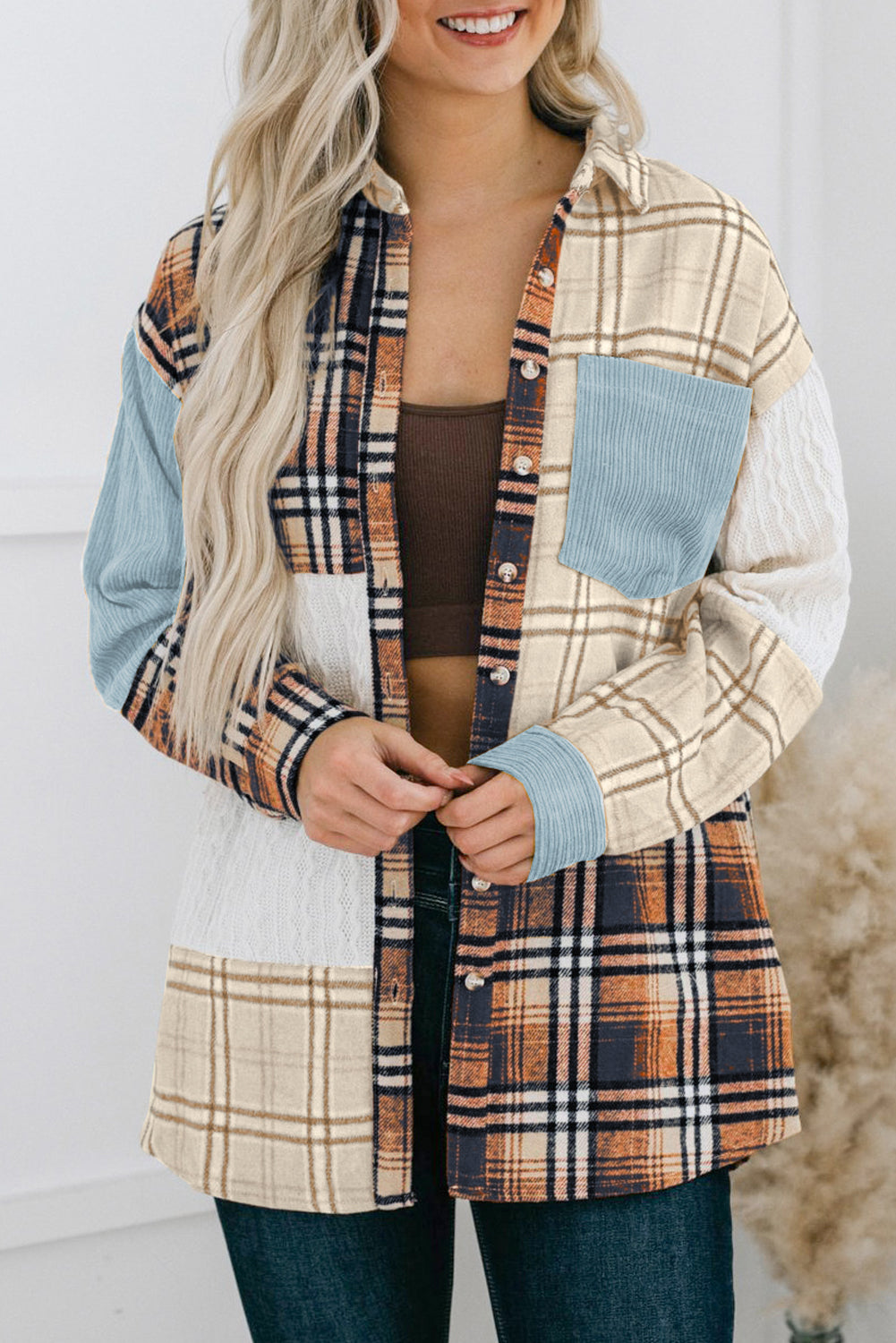 Plaid Color Block Shacket