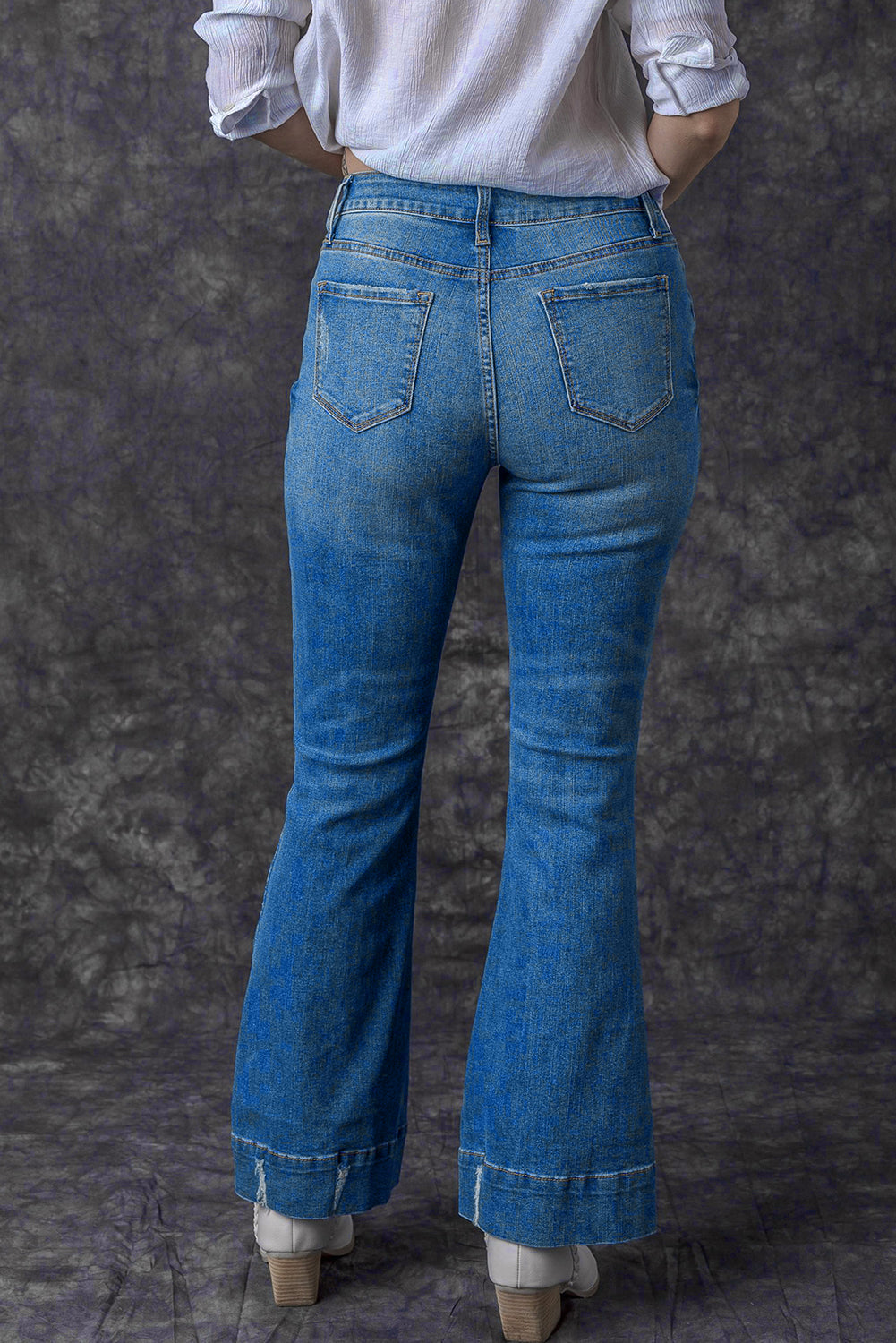 Distressed Medium Wash Flare Jeans