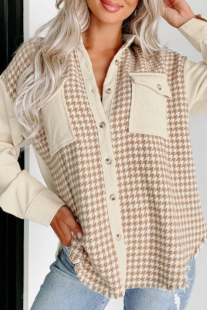 Parchment Houndstooth Corduroy Shacket