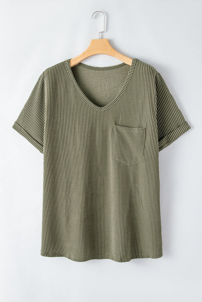 Plus Size Corded Pocket Tee