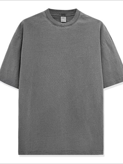 Men's Full Size Round Neck Washed T-Shirt Plus Size.