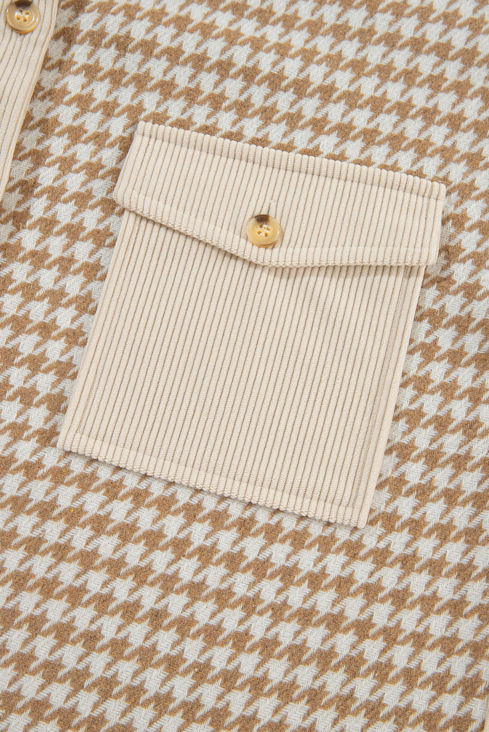 Parchment Houndstooth Corduroy Shacket