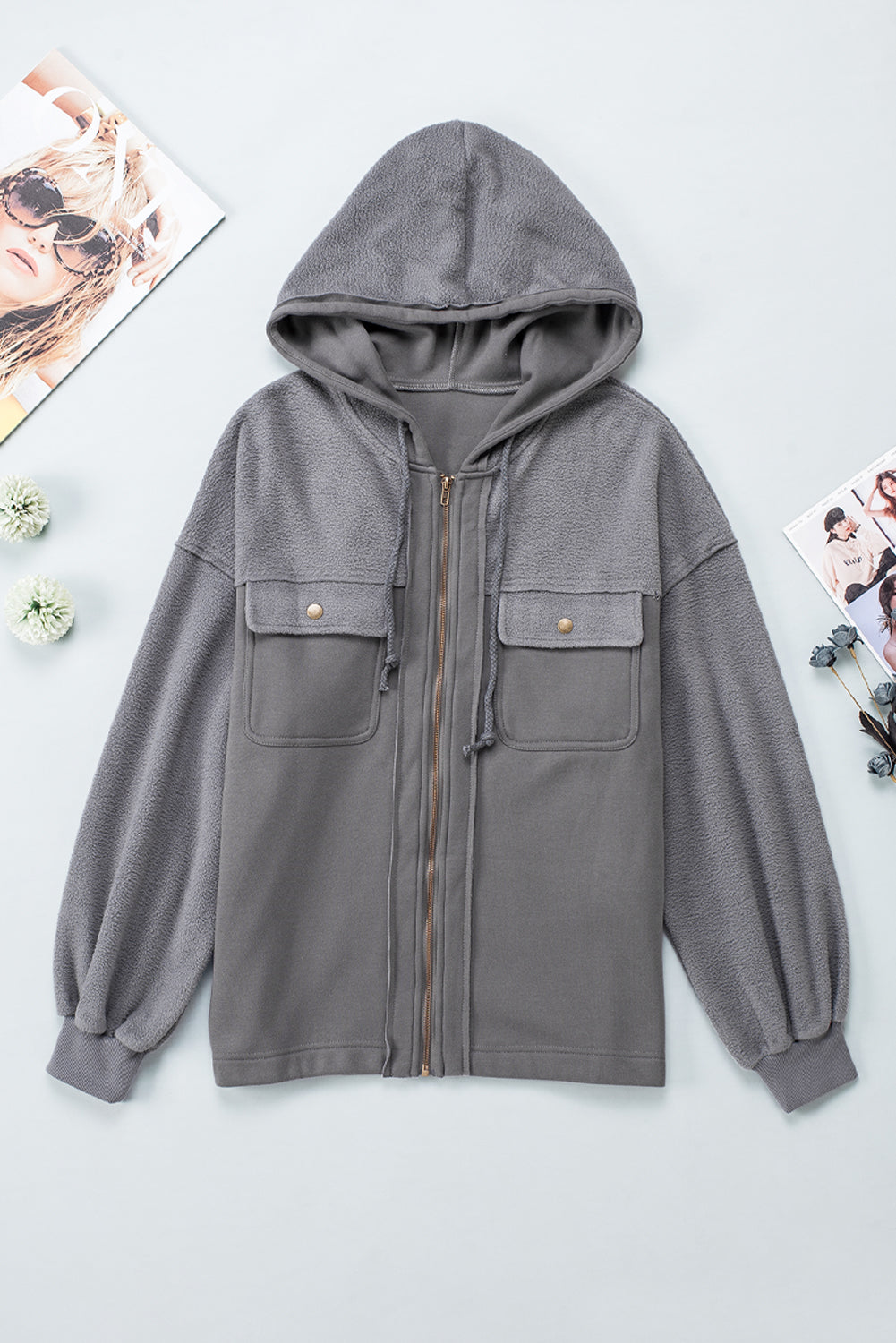 Drawstring Zip Up Jacket