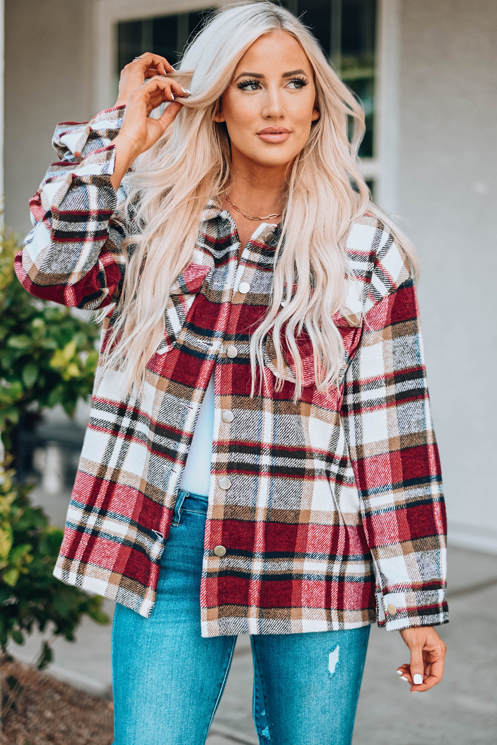 Geometric Plaid Shacket